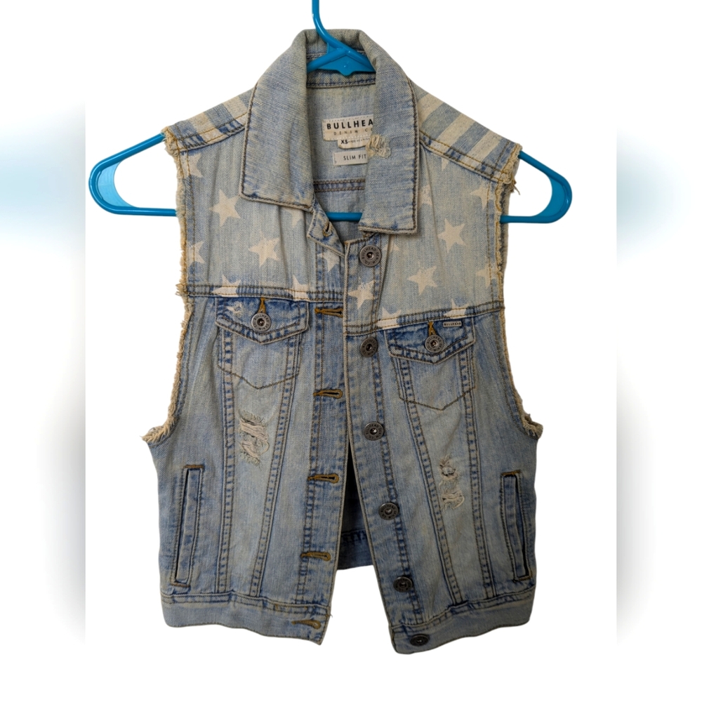 Bullhead Stars and Stripes Denim Vest XS